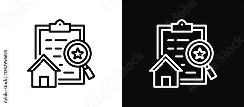 Appraisal icon set black and white