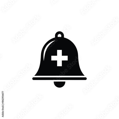 Black bell with white cross medical
