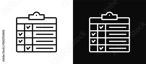 Table icon set black and white