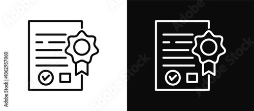 Accreditation icon set black and white