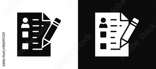 Assessment icon set black and white