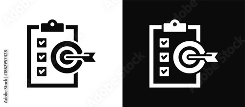 Objective icon set black and white