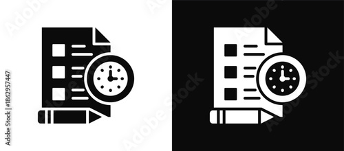 Examination icon set black and white