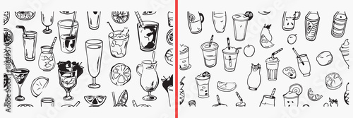 drink pattern illustration vector, beverage doodle icons, coffee juice cup sketch, cold drink pattern design, cafe drink illustration, refreshment vector set, liquid graphic elements, drink clipart co