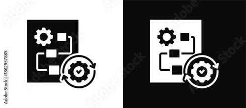 Process icon set black and white