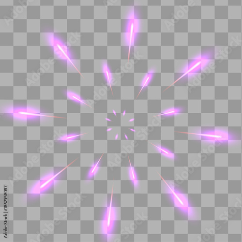 Minimalist pink fireworks on a light background. Elegant vector firework with soft glow, suitable for festive design, holiday banners, celebrations, and modern minimal compositions.