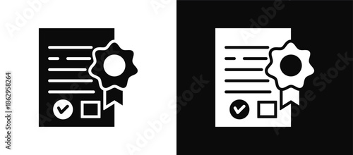 Accreditation icon set black and white