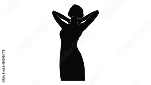 Silhouette of a woman with arms raised in a relaxed pose