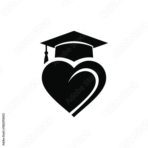 Wallpaper Mural Black heart with graduation cap silhouette Torontodigital.ca