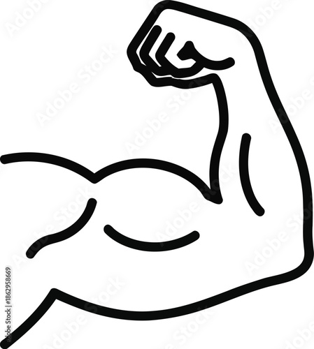 A flexed arm with a clenched fist drawing