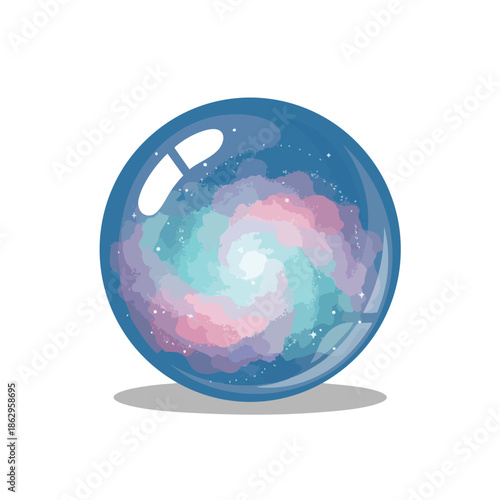 A clear orb containing a nebula with pastel colors and sparkles