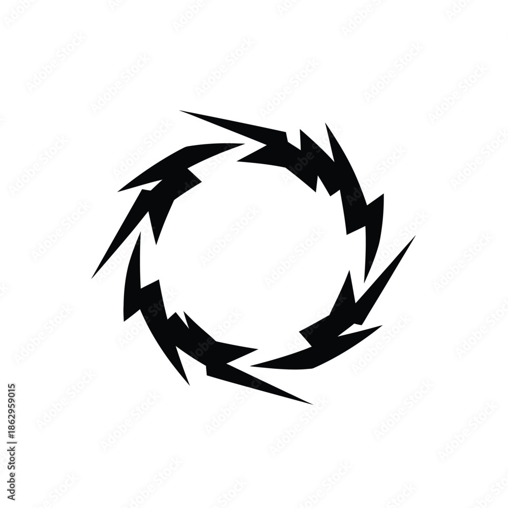 Obraz premium Black jagged circle abstract shape