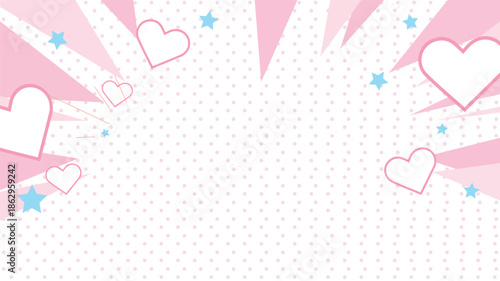 Cute Pink Hearts Pop Art Background.