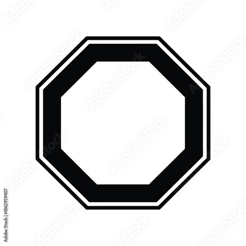 Black octagon with white inner border and black outer border