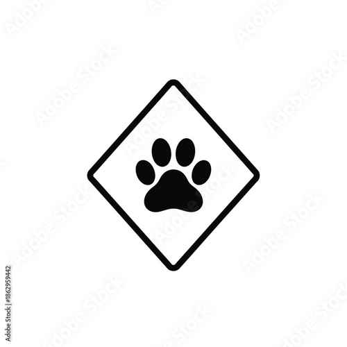 Black paw print in diamond shape