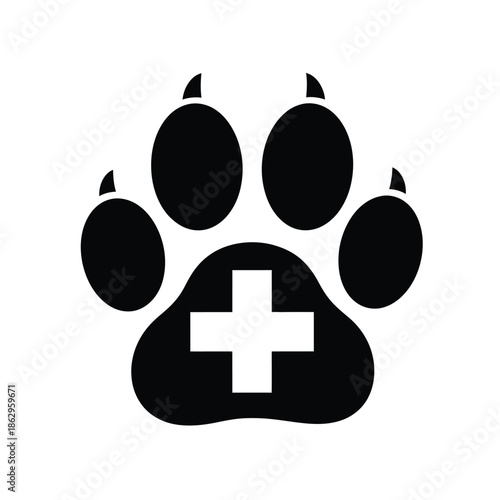Black paw print with white cross 1