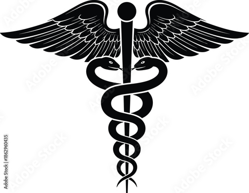 caduceus medical symbol healthcare medicine hospital doctor clinic wellness anatomy pharmacy science emblem vector silhouette