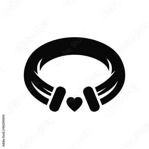 Black silhouette heart shaped pendant necklace