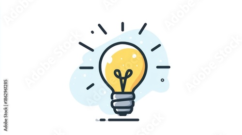 Bright idea light bulb with radiating lines