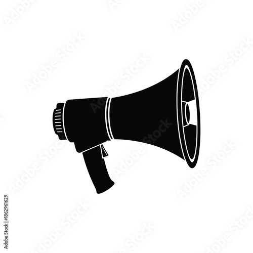Black silhouette of a megaphone on white background 1