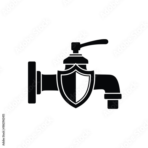 Black silhouette of a shield faucet on a pipe
