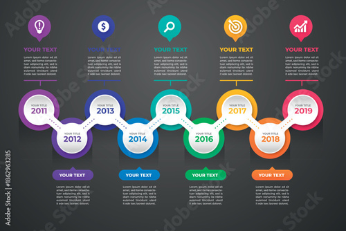 Colorful infographic template with statistics and icons