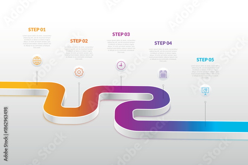 Colorful wavy line graph with blurry icons in background