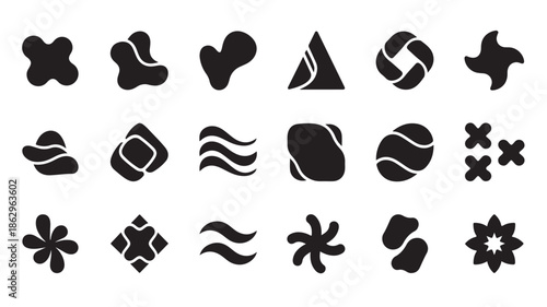 Black Geometric Shapes on White Background