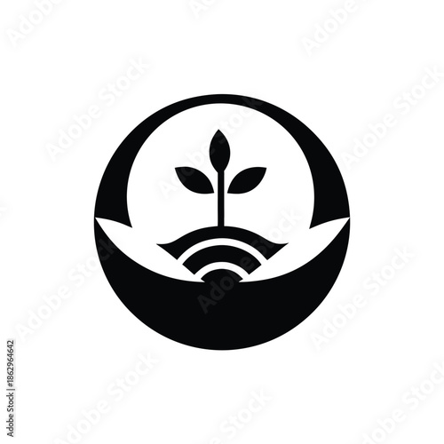 Black and White Eco Sustainability Icons Set with Renewable Energy and Environment Symbols