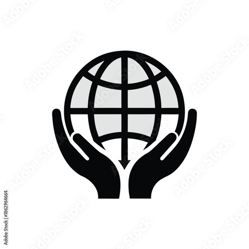 Black and White Eco Sustainability Icons Set with Renewable Energy and Environment Symbols