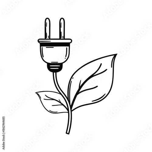 Black and White Eco Sustainability Icons Set with Renewable Energy and Environment Symbols