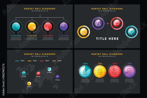 Infographic templates with colorful eggs on dark background