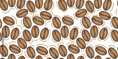 Seamless pattern of roasted coffee beans vector illustration