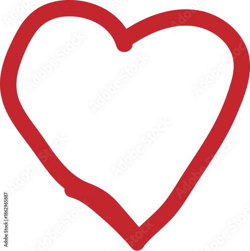 Red heart shape isolated on transparent background