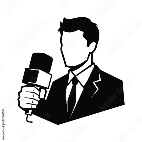 Man holding microphone silhouette