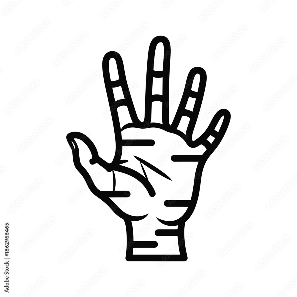 Obraz premium Hand gesture four fingers raised illustration