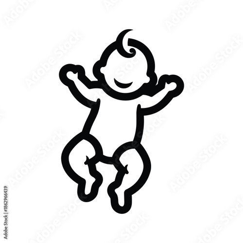 Happy baby jumping in the air