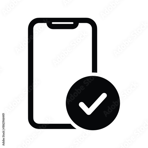 Mobile phone with check mark icon