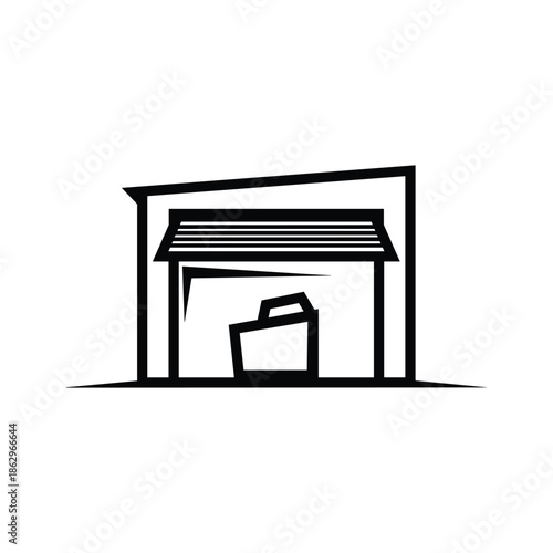 Simple Garage Door Open Vector Illustration