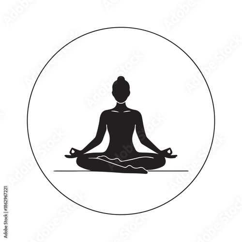Serene woman meditating in peaceful lotus position