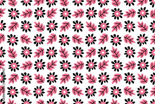 Cute romantic seamless pattern with flower and leaf. Romantic concept for Valentines Day. All Lovers Day. For textiles, packaging, wallpapers, backgrounds or website. Flat vector design. 