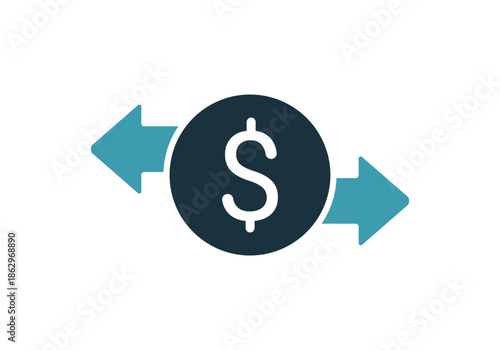 Money transfer icon, currency exchange and payment symbol, vector illustration.