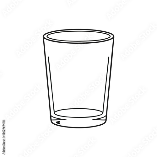 A simple, outlined drawing of an empty, cylindrical drinking glass