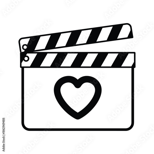 Film clapper with heart icon