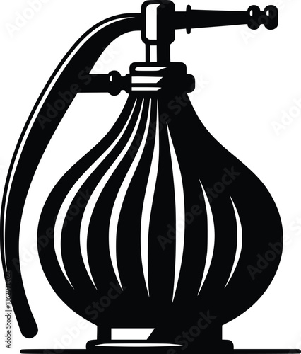 Vintage hand pump sprayer illustration in black and white a relic of the past
