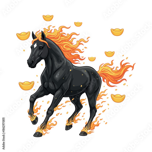 Chinese New Year 2026 Year of the Horse Cartoon Vector 