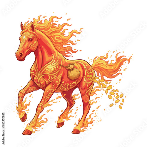 Chinese New Year 2026 Year of the Horse Cartoon Vector 