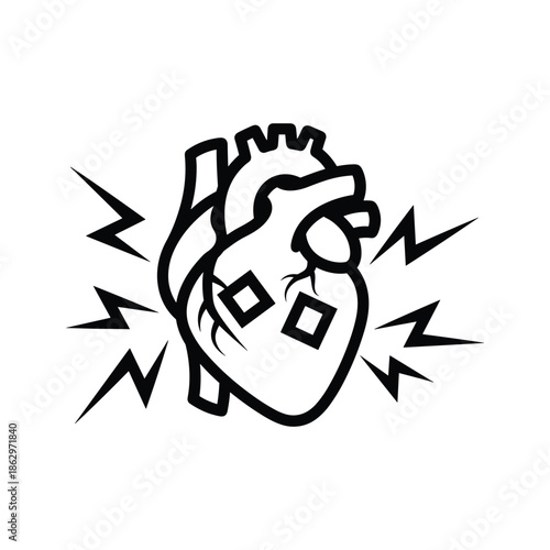 Broken Heart with Lightning Bolts