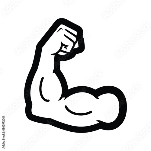 Strong Arm Flexed Bicep Muscle Cartoon