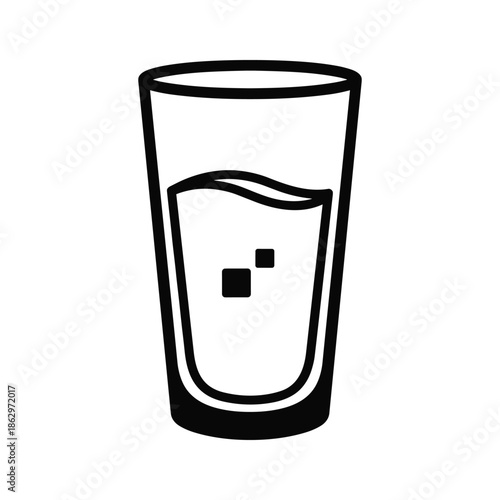 Glass of Water with Ice Cubes Simple